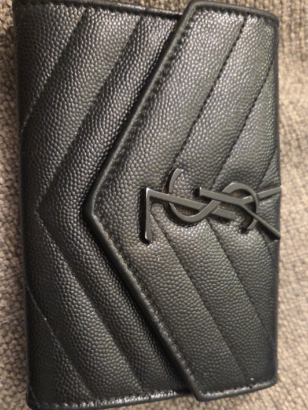 Saint Laurent Black Quilted Mini Wallet with Matte Logo